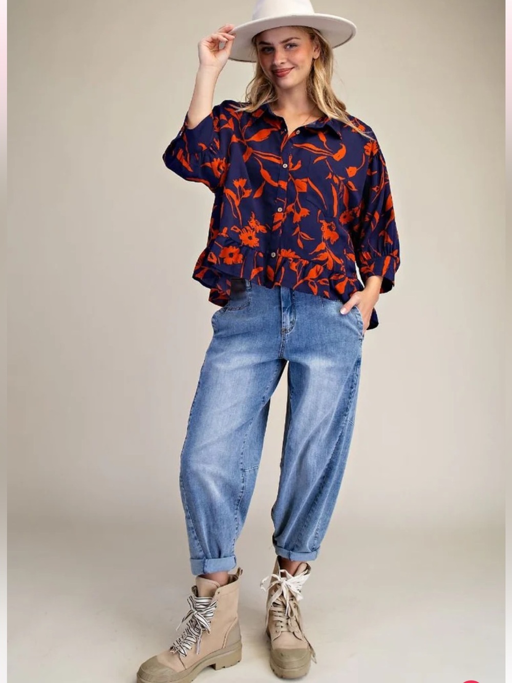 EASEL ruffle bottom blouse NWT